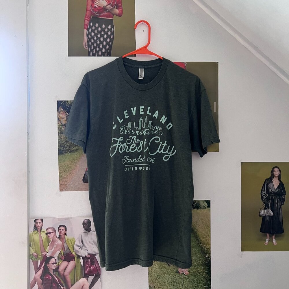 American Apparel Cleveland The Forest City Soft Cotton Sage Green Tee T-shirt